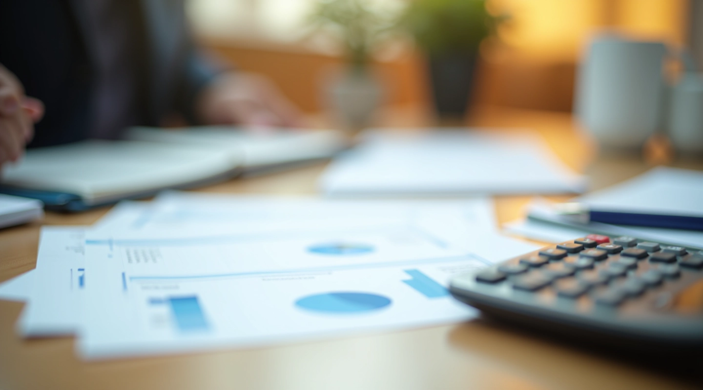 Professional financial planning workspace with budget audit materials and planning tools