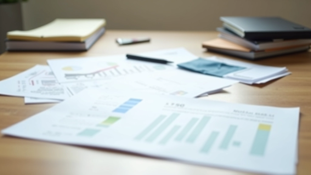 Organized folder with financial documents and statements arranged neatly